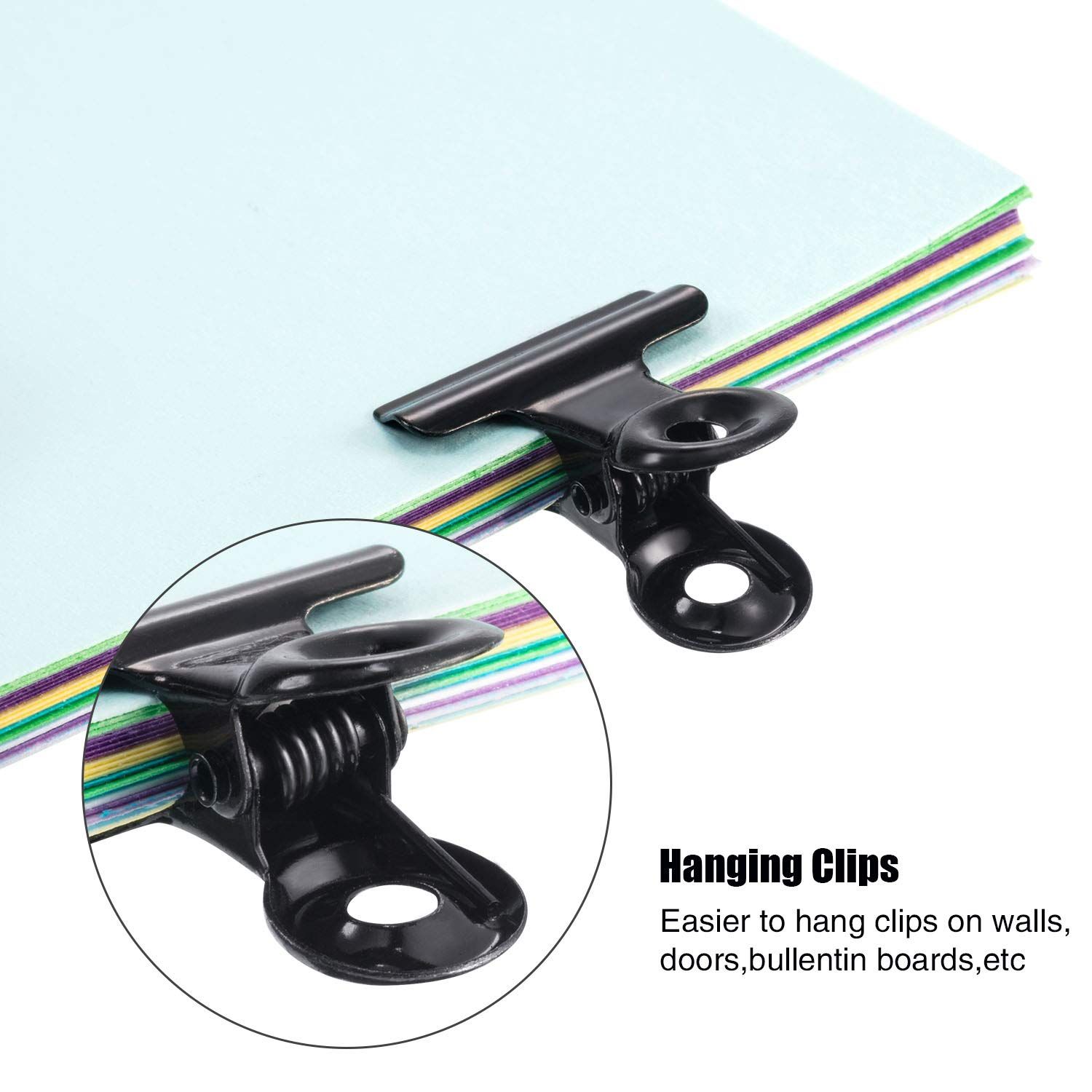 10 Pack Metal Clips Hinge Clips 1 Inch Small Bull Clips for Picture Crafts Office Home Supplies(Black) — image 2