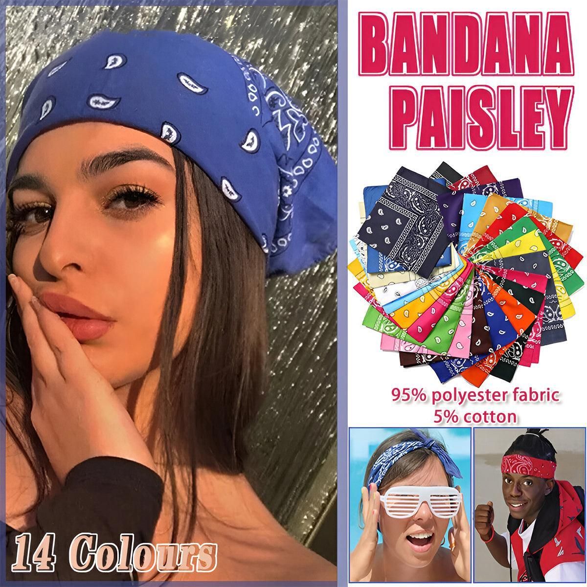 Paisley Bandana Scarf Head Wrap Face Neck Cover Summer Outdoor Fishing Headwear - Light Yellow โ image 2