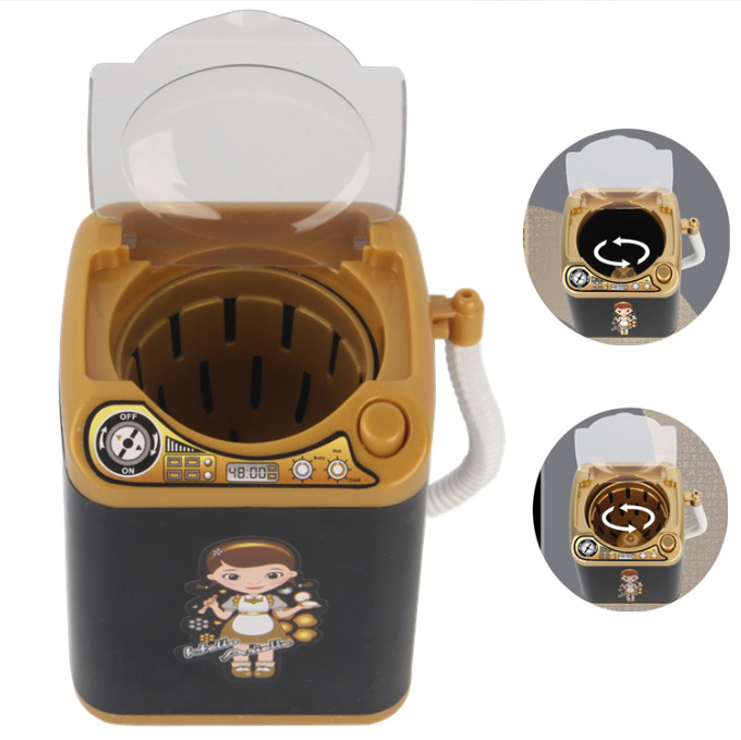 Black Kids Mini Electric Toy Washing Machine with Spin Dryer Basket - Pretend Play Appliance — image 3