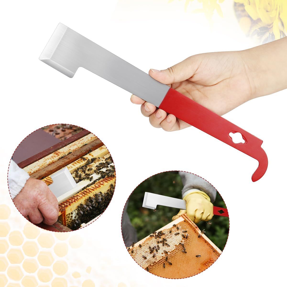 2 Pack Stainless Steel Beekeeping Hive Tools, J Hook Frame Lifters and Scrapers for Hive Inspection, Frame Removal and Honey Harvesting β image 5