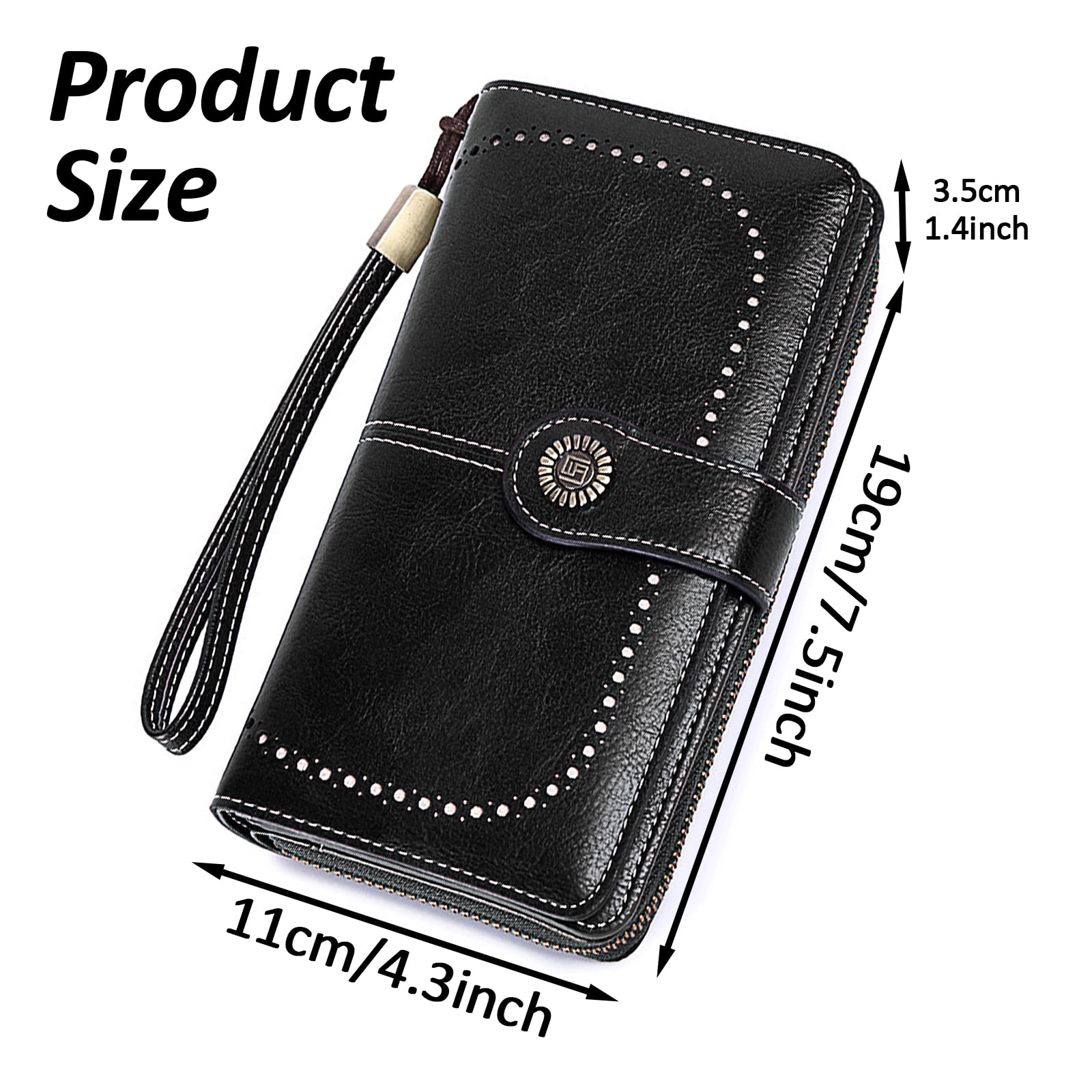 Leather Wallet Women Rfid Blocking Large Capacity, Zip Around Long Wallet - Pu Phone Clutch Purse, Trifold Ladies Wallets Coins Zipper Pocket with Id Window — image 2