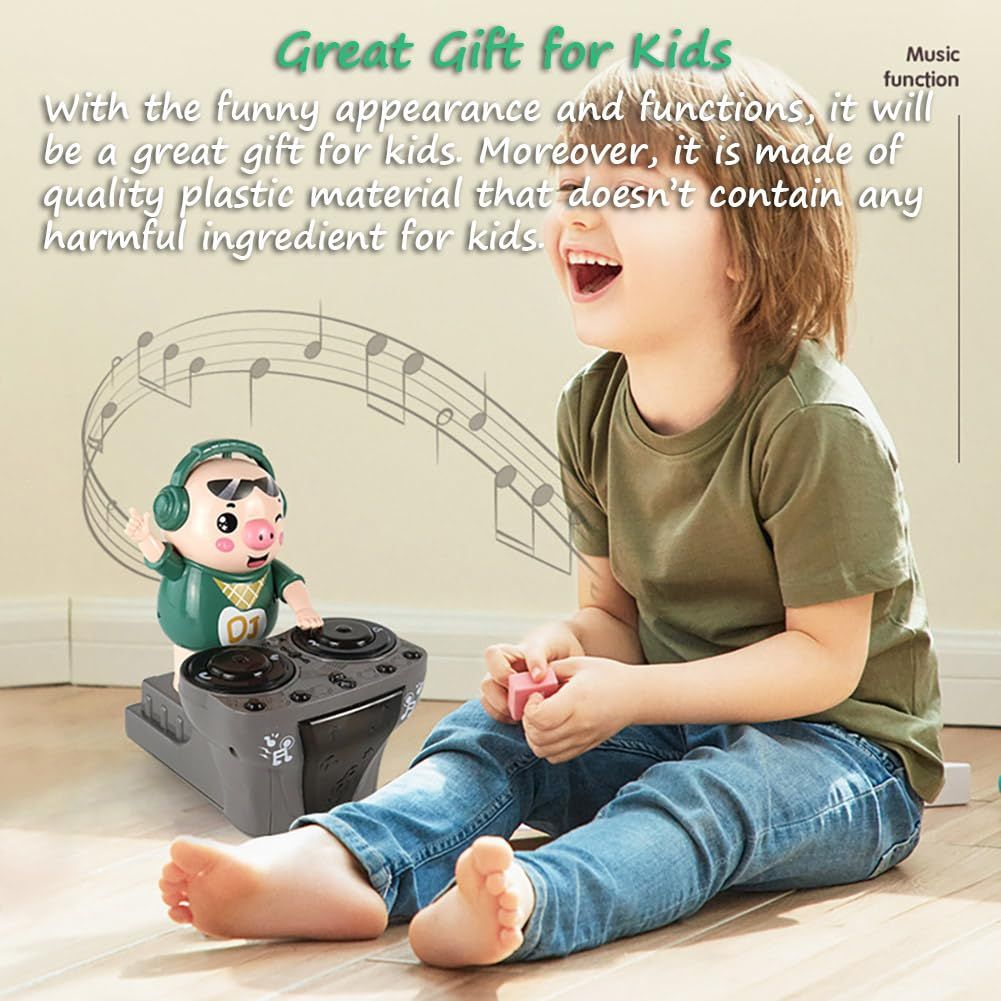 DJ Swinging Piggy Toy with Light and Music Cute Dancing Pig Light up Toys 3 Songs Available DJ Bouncing Piggy Sing — image 5