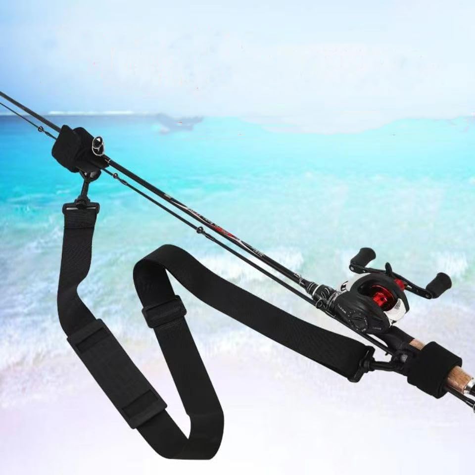Fishing Rod Carry Strap,Sling Band Adjustable Shoulder Belt Tackle Holder,Nylon (2) — image 2