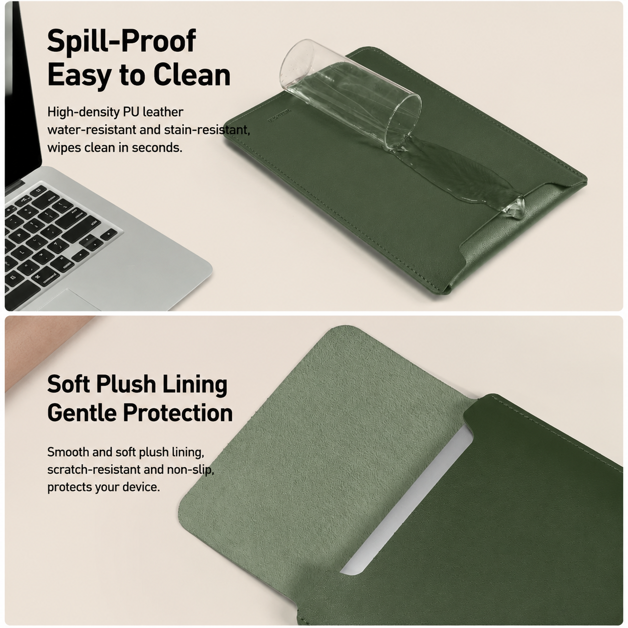 4 in 1 Grey Soft PU Leather Laptop Sleeve with Stand, Mouse Pad and Power Pouch - Lightweight Portable Case for 13.6/14.2 Inch Laptops — image 2