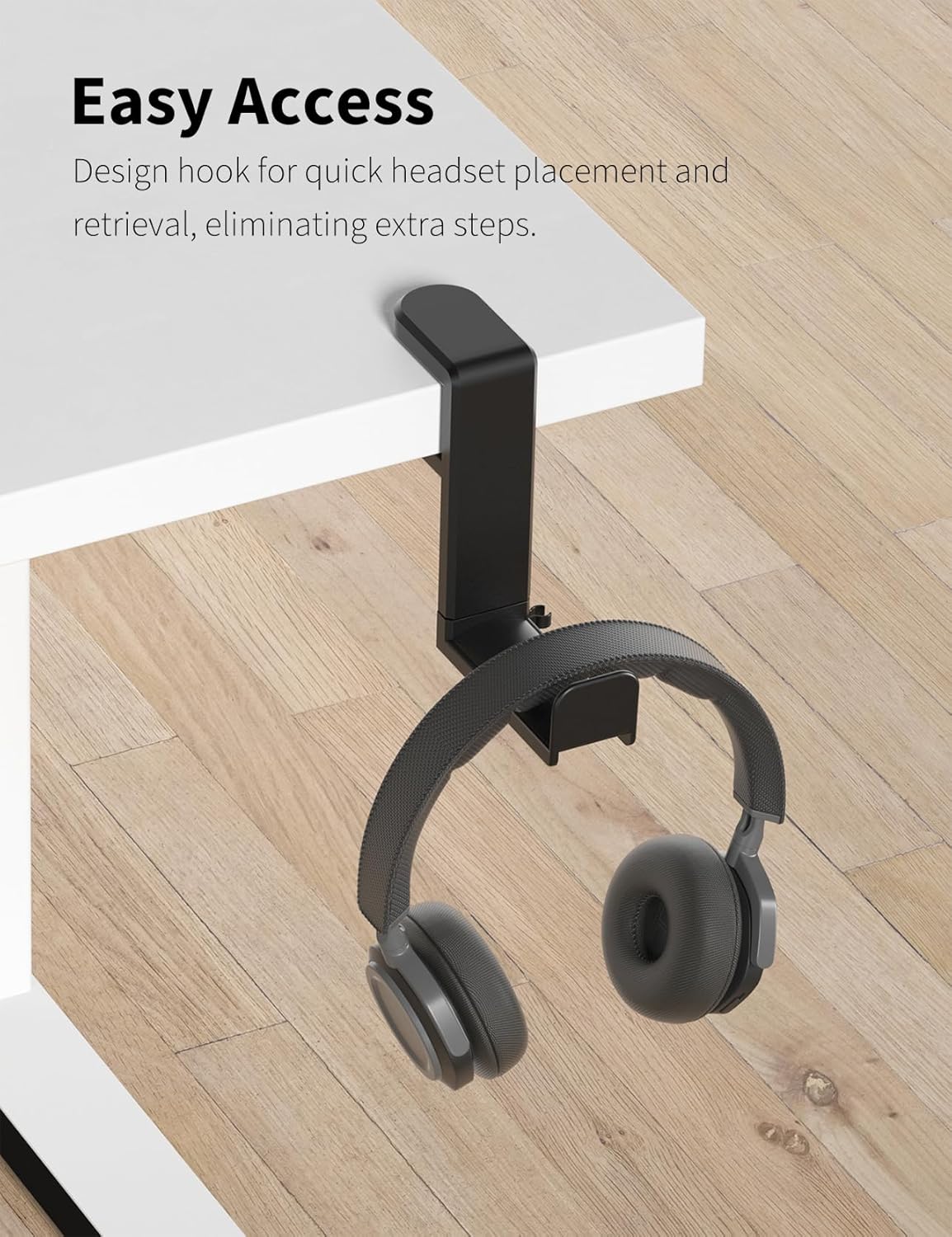 Headphone Hook - Under Desk Headphone Holder with 360-Degree Adjustable Rotation, Black โ image 6