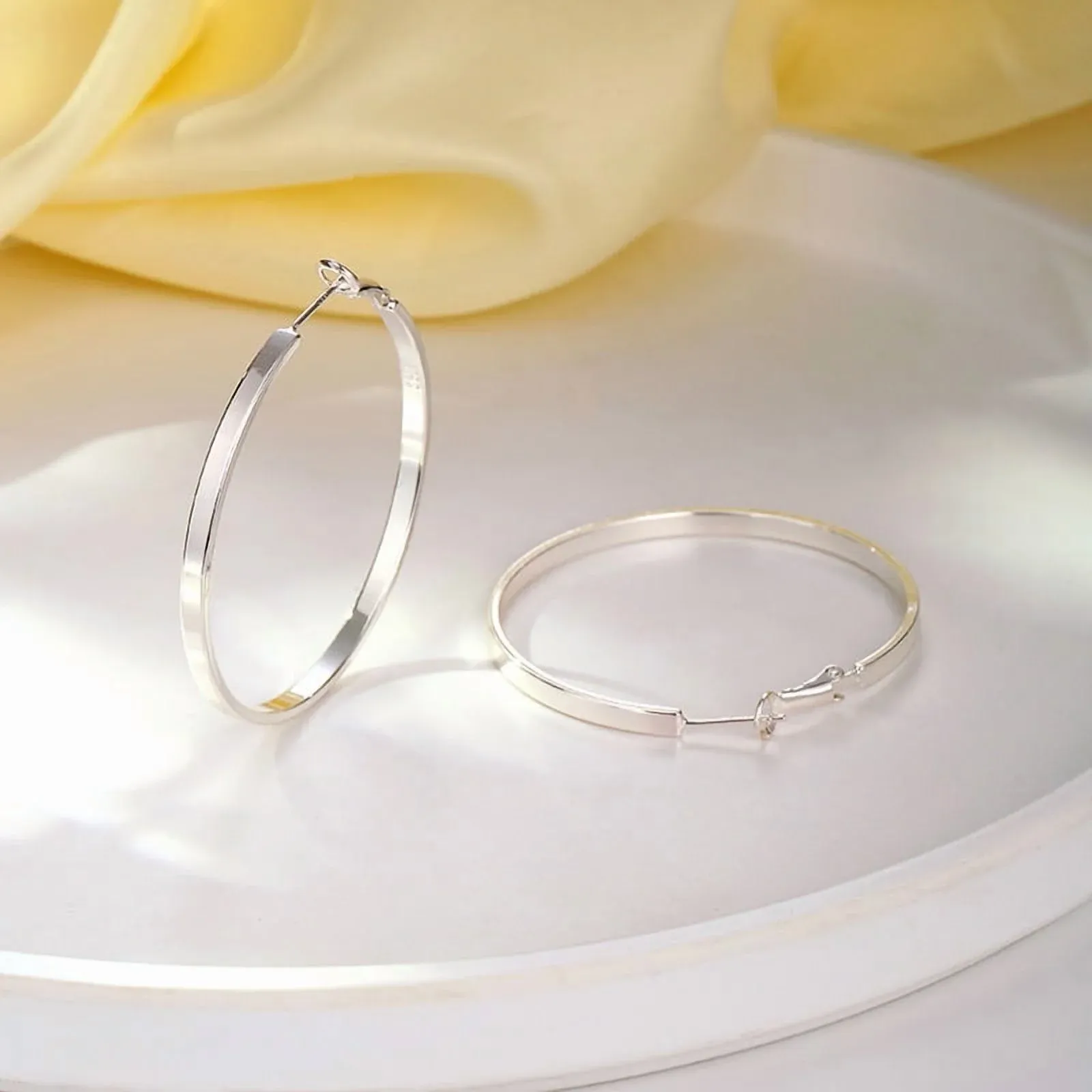 316 Sterling Silver Hoop Earrings for Women, Lightweight Hypoallergenic Large Earrings, 30/40/50 mm — image 6