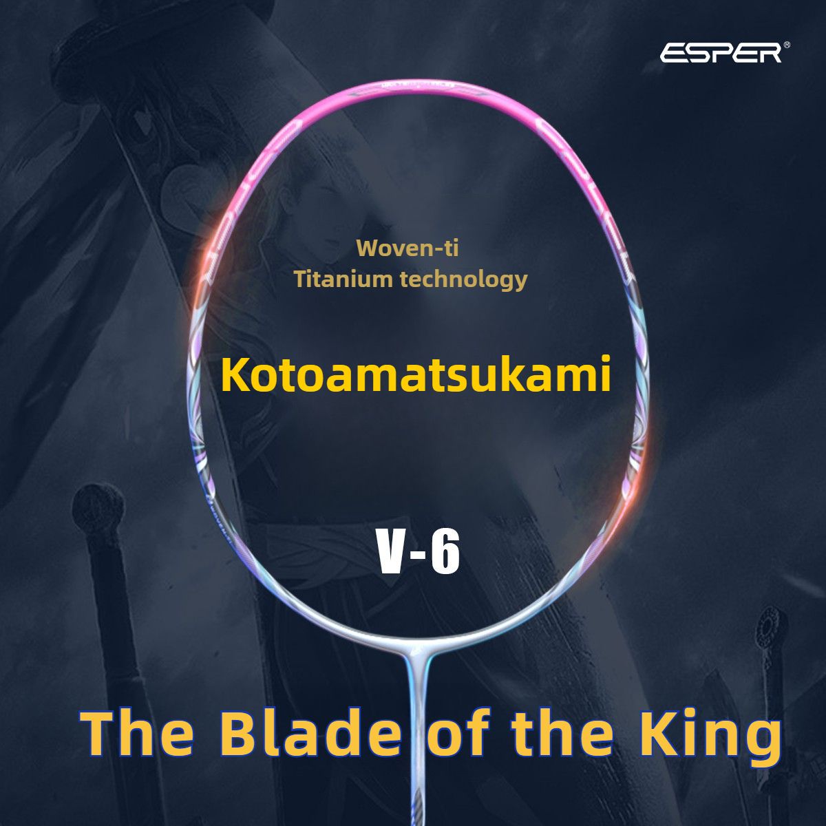 ESPER V6 Badminton Racket 46T Graphene Carbon 3U Ultra-Light 7.0mm Slim Shaft Woven-Ti Titanium Technology Offensive Type Precise Control Professional Match — image 2
