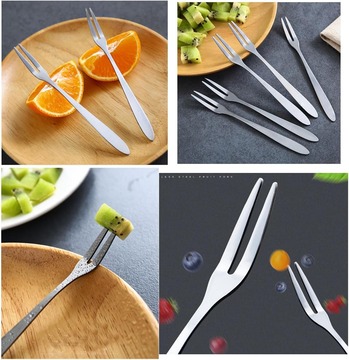5 Pack Stainless Steel Mini Two-Prong Forks for Appetisers, Fruit, Desserts, Cocktails, Party Platters and Travel, Silver — image 5
