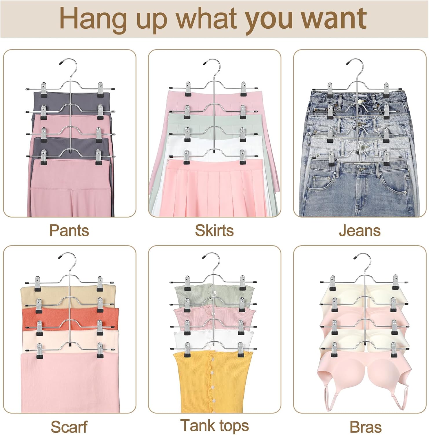 2 Pack Black Pants Hangers with Adjustable Clips Non-Slip Space Saving for Jeans Shorts Skirts Dresses Hand Towels in Laundry Room — image 6