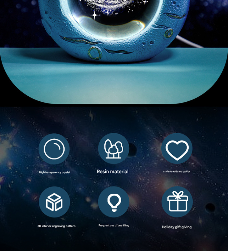 Celestial Ring LED Crystal Ball Lamp - 3D Engraving, Unique Gift (Tulip) — image 2