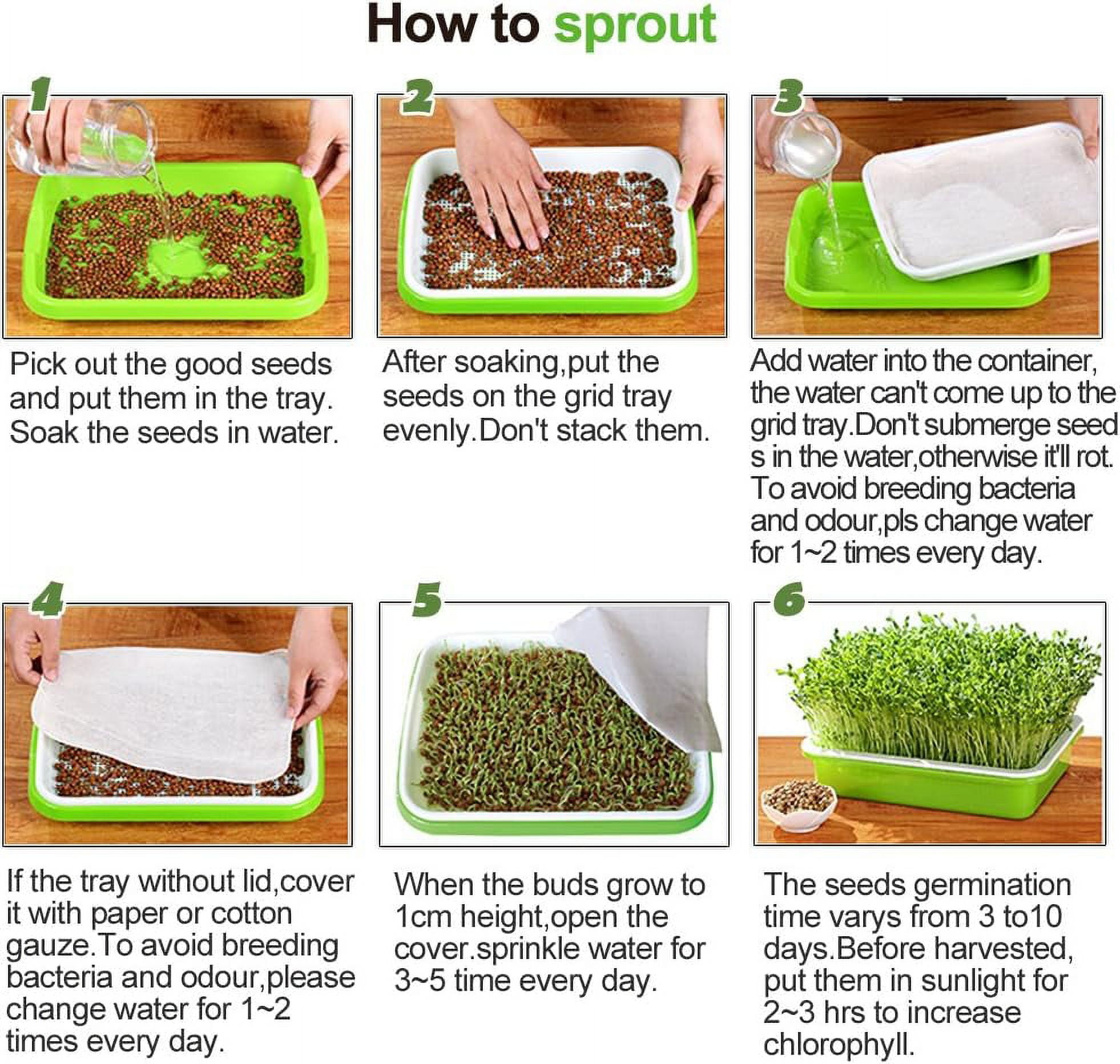 BPA Free Hydroponics Soilless Seeds Sprouter Microgreen Seed Sprouter Trays Seed Germination Double Tier Grow Trays with Lid 1PCS-Seed Sprouter Tray+Lid โ image 3