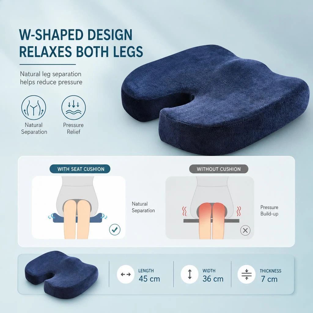 Mesh Black Seat & Lumbar Cushion Set 45x36x7, Full Body Sitting Support Gift — image 2