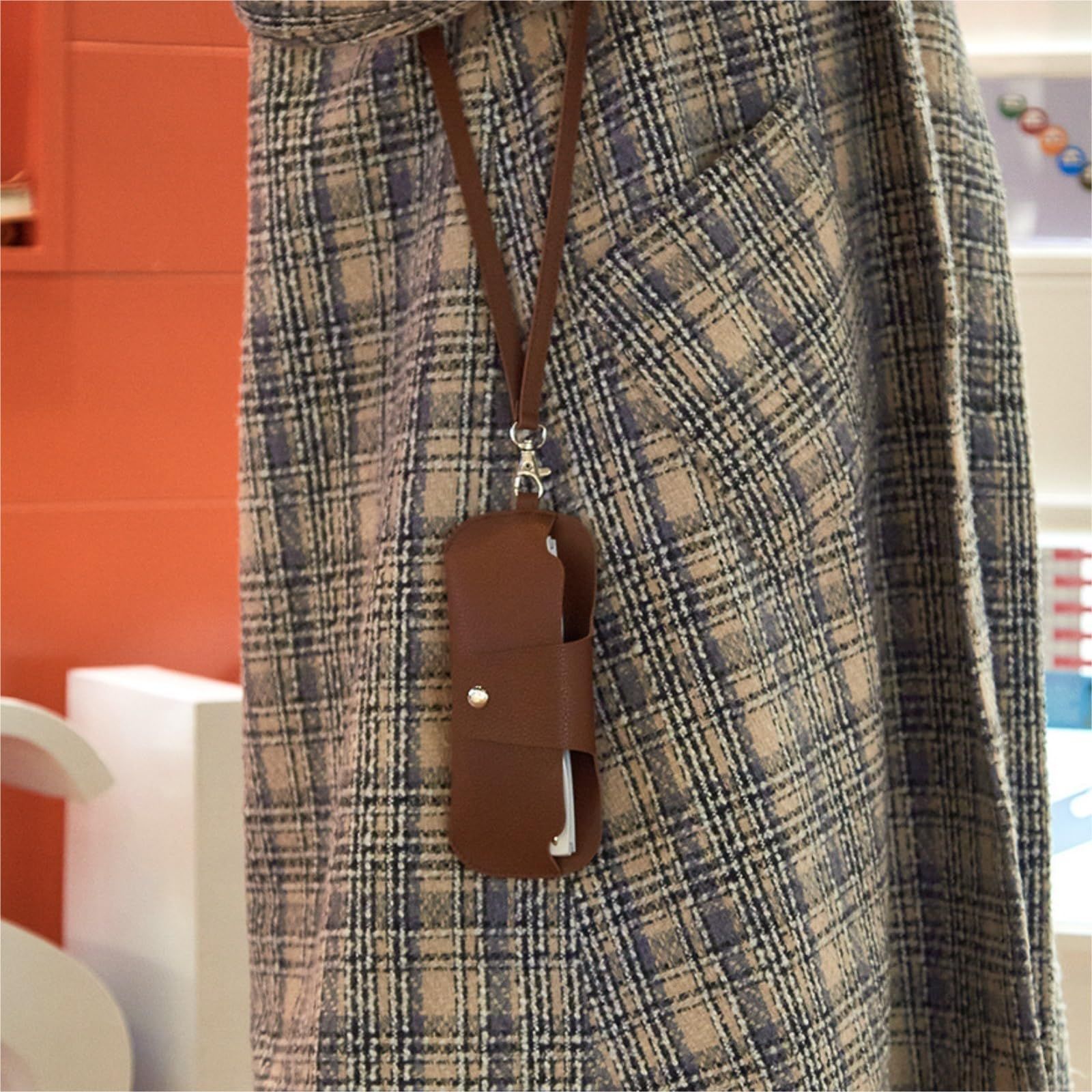 Glasses Case Glasses Protective Case Portable Double-Sided Leather Mirror Clip Hanger Glasses Bag Sunglasses Bag — image 3