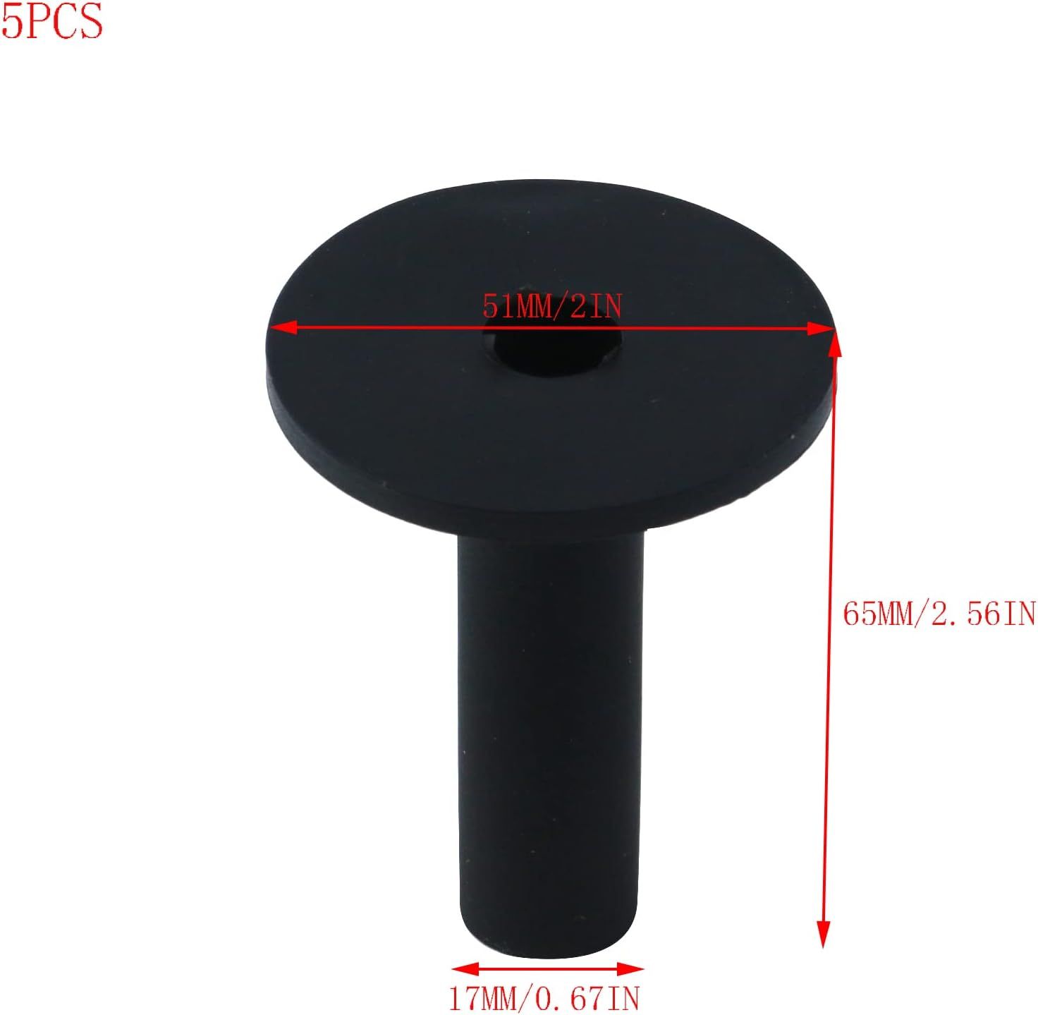 5PCS Rubber Golf Tees Good Elasticity Golf Ball Base Black 90 Degree Rotation Available Golf Ball Holder (65mm/2.56Inch) — image 2