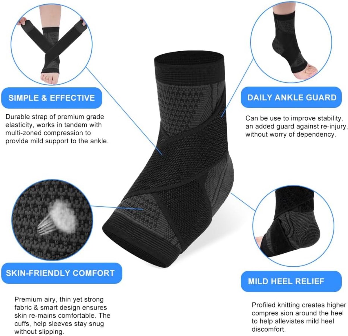 pair - Ankle brace - Ankle support - Ankle bandage - Foot brace - Upper neck circumference 26 cm - for damaged ligaments and sprained ankle - support strap for — image 6