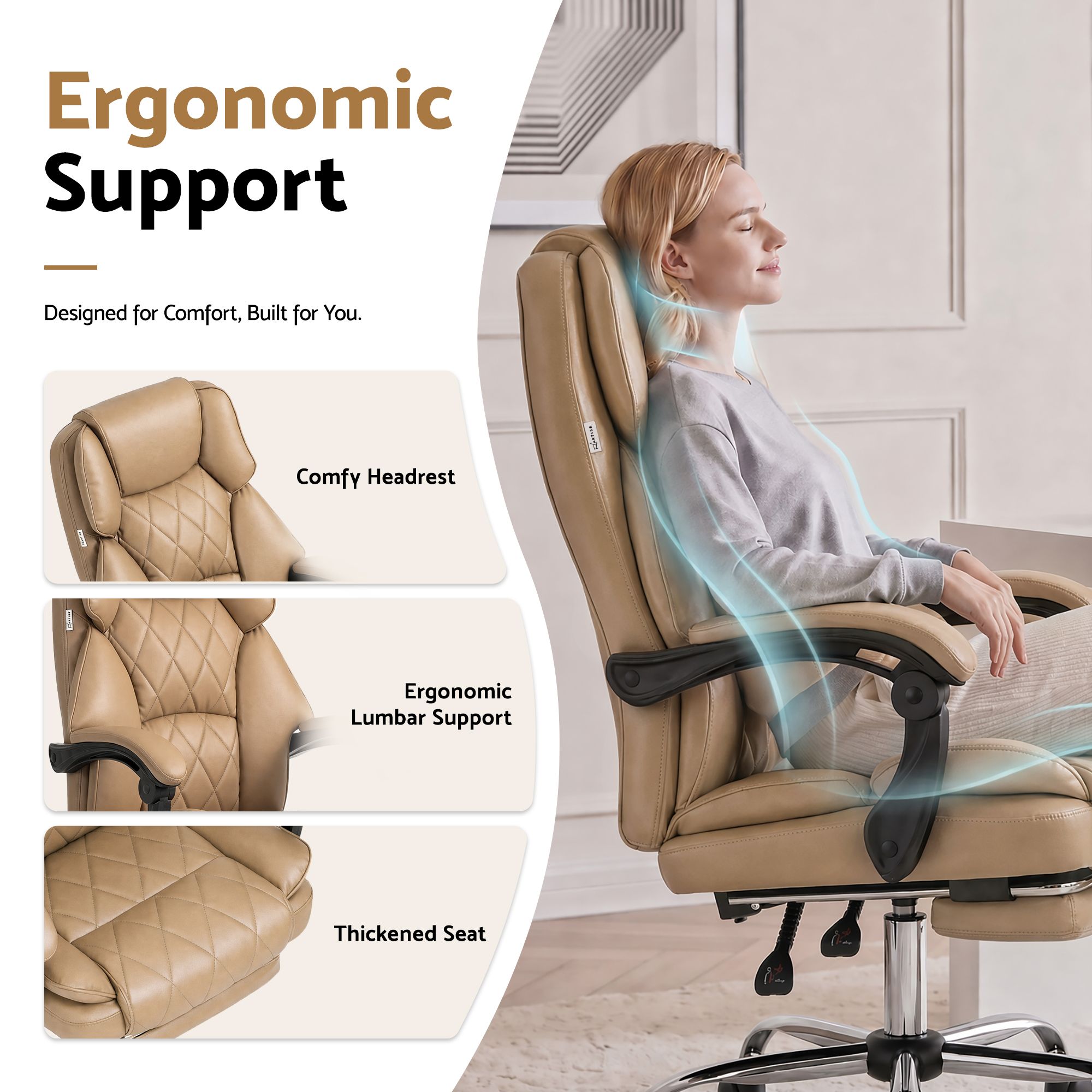 Artiss Executive Office Chair Leather Footrest Espresso โ image 6