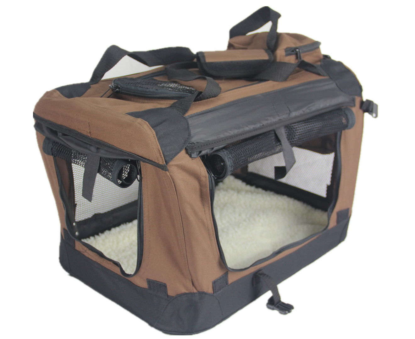 YES4PETS XL Foldable Soft Dog Puppy Cat Crate With Curtain-Brown โ image 4