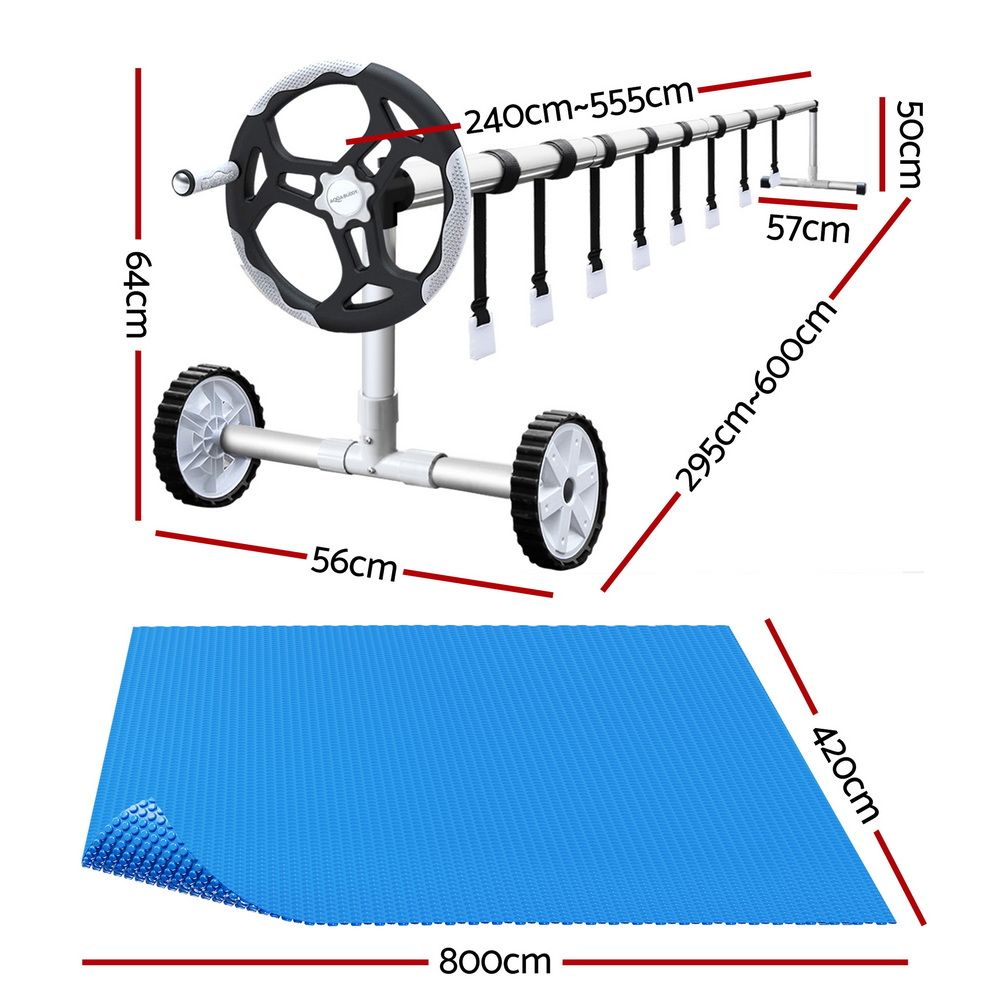 Aquabuddy Pool Cover 500 Micron 8x4.2m Blue Swimming Pool Solar Blanket 5.5m Roller โ image 2