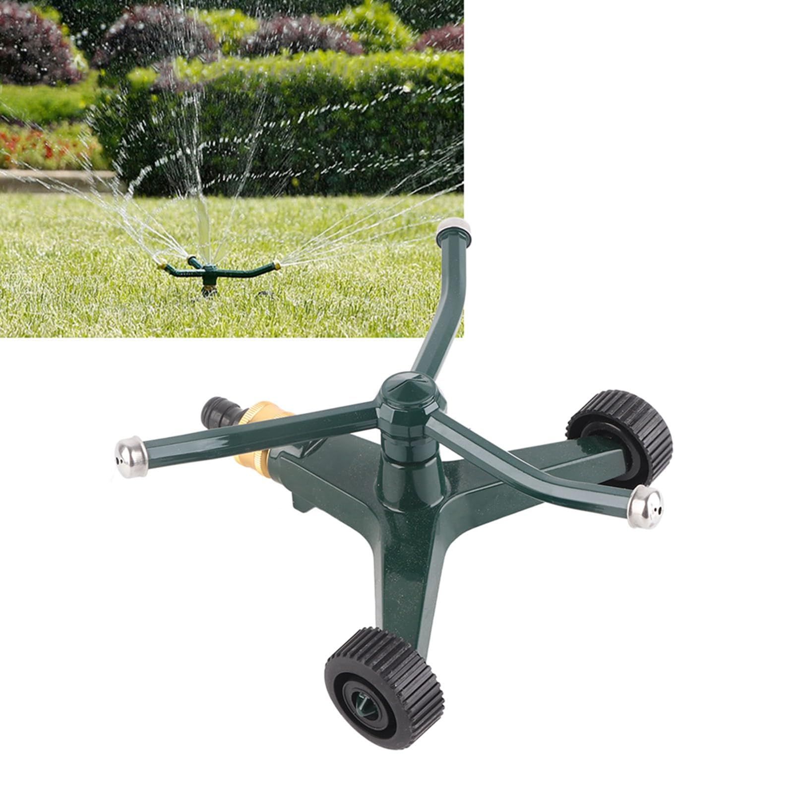 Three Arms Lawn Sprinkler, Metal Three Arm Sprinkler 360° Rotating Irrigate Lawn Sprinkler Automatic Rotate Lawn Sprinkler — image 2