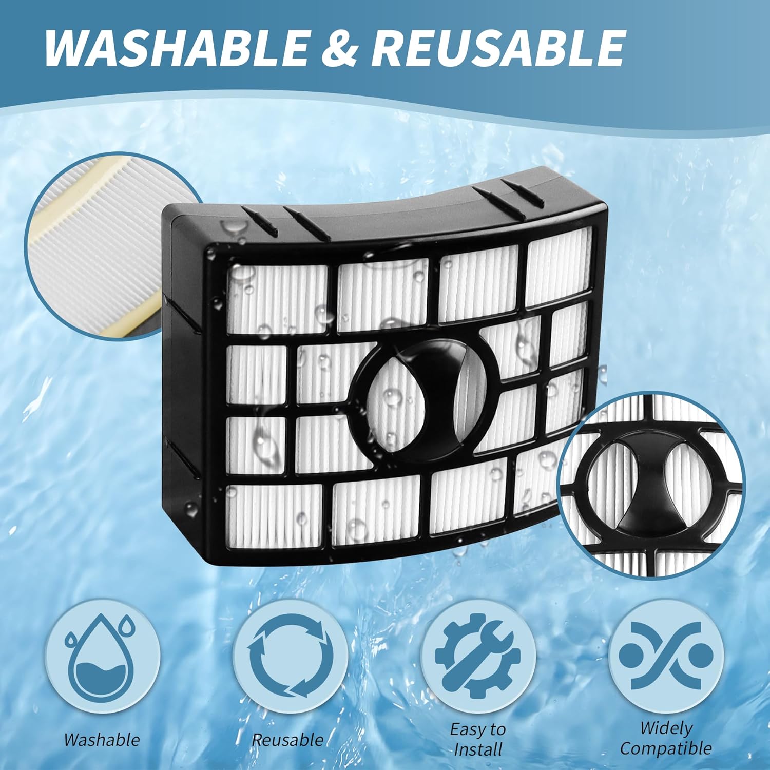 NV752 Filter Replacement Compatible with Shark Rotator Powered Lift-Away AZ1002, NV650 NV651 NV652 NV750 NV751 NV752 NV753 AX950 AX951 AX952 ZU632, Compare to — image 3