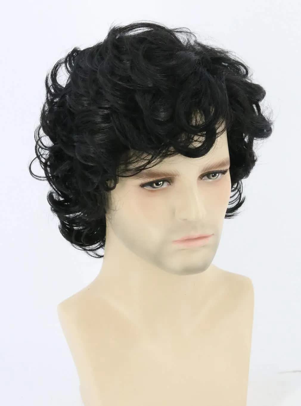 Short Black Men's Wig with Curly and Fluffy Wigs, Natural Synthetic Wigs for Men, Daily Party Wear for Men Brown 10 Inch — image 5