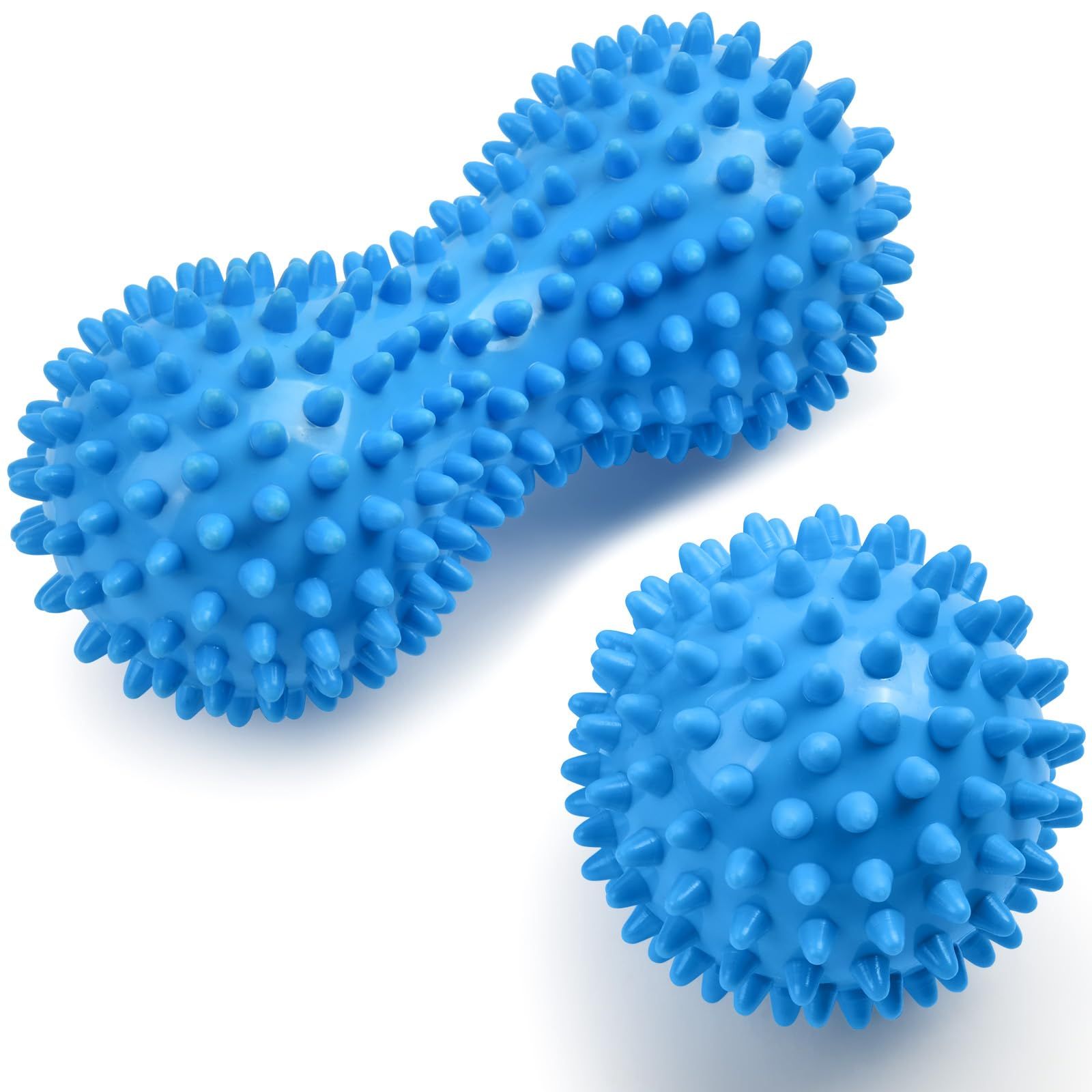2 pcs Massage Ball Set, Physical Therapy Massage Balls, Hard Lacrosse Ball & Spiky Massage Ball for Myofascial Release