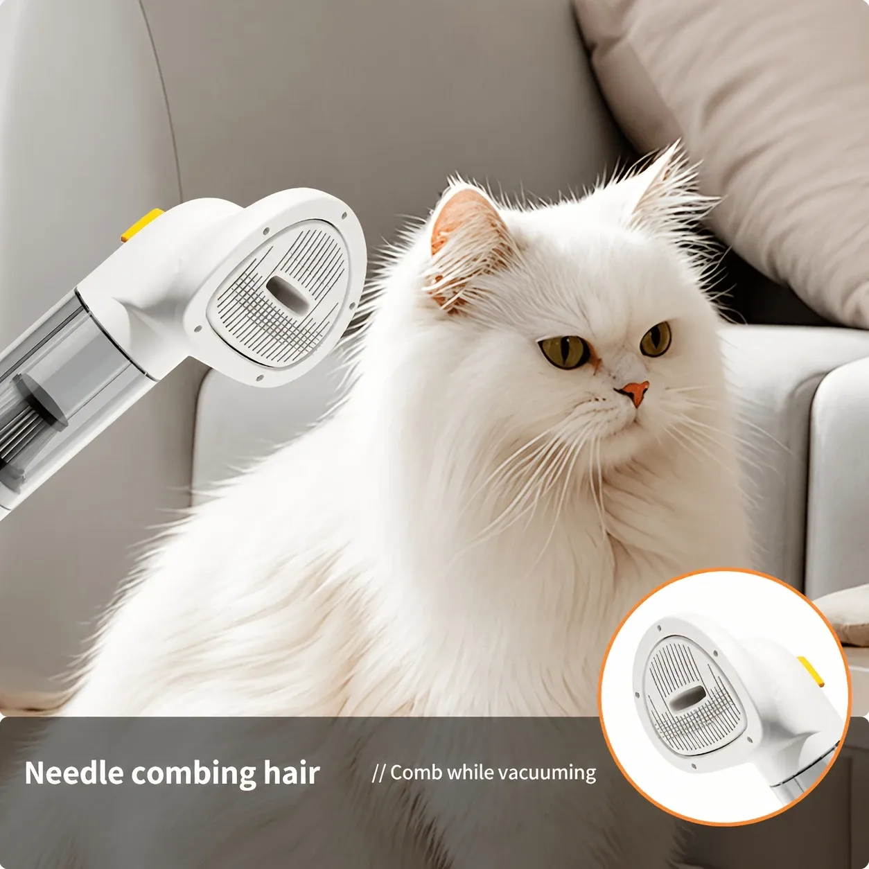 3-in-1 Pet Hair Vacuum: 37, 000 RPM Powerful Suction, Vacuum & Brush Simultaneously, Low-Noise ABS Body to Reduce Stress, Type-C Fast Charging — image 6