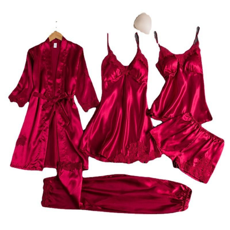 Butterfly Women Sleepwear Set Polyester Long Sleeve Brown XXXL โ image 6