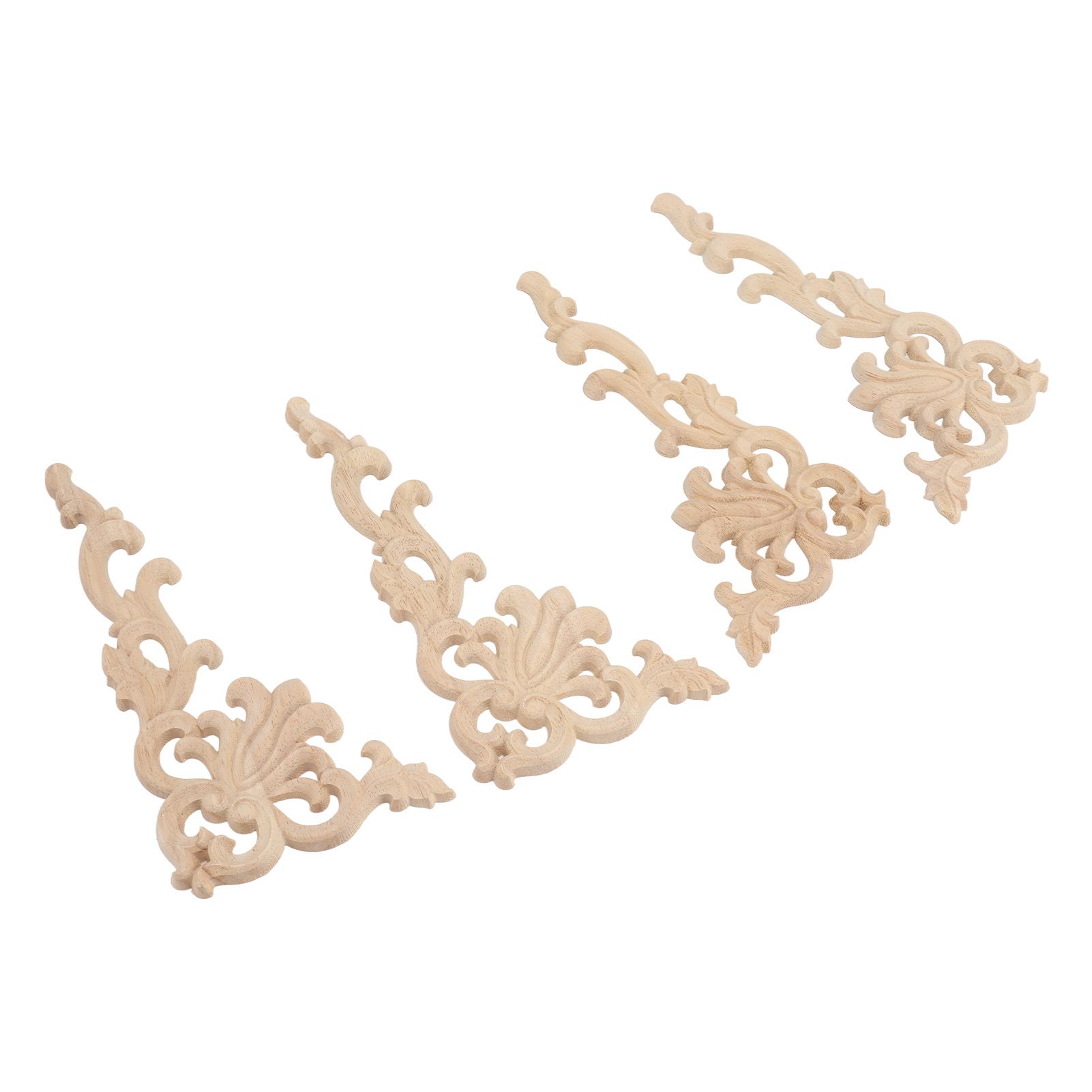 4Pcs Wood Corner Applique Decorative Carved Corner Onlay Applique for Cabinet Door Bed Wardrobe Furniture Decoration — image 2