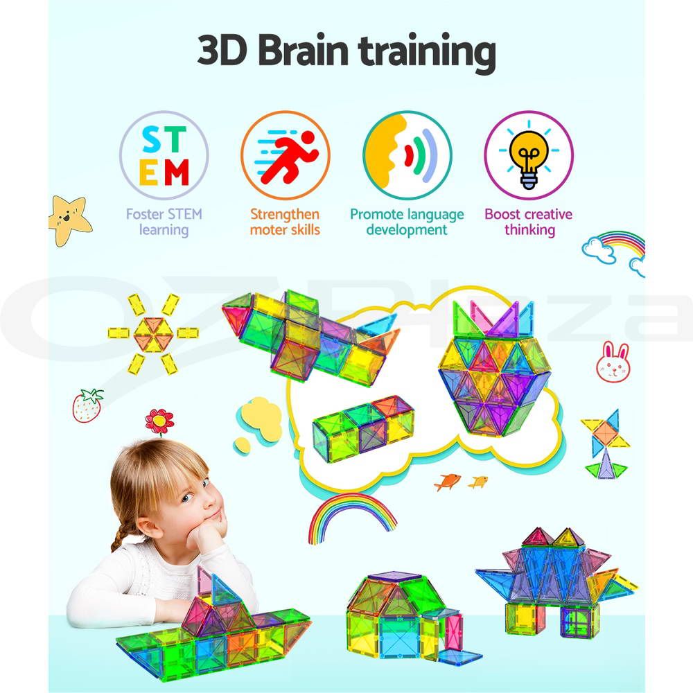 Keezi 100pcs Kids Magnetic Tiles Blocks Building Educational Toys Children Gift โ image 5