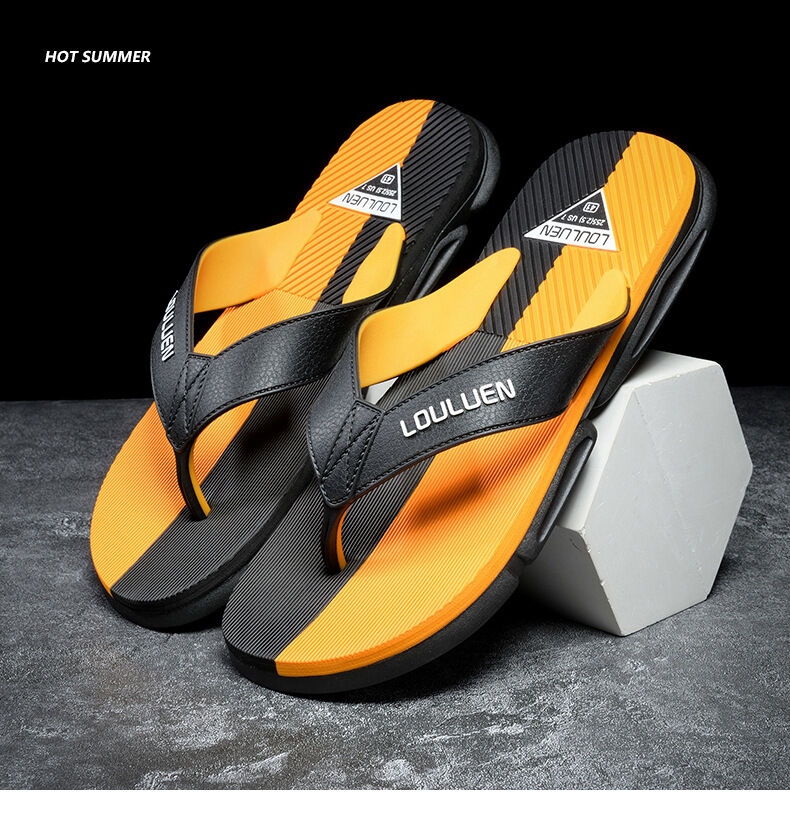 Men's Flip Flops with EVA-PVC Dual Sole, Orange for Comfort & Slip-Resistance(45) — image 5