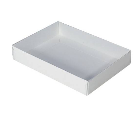 100 Pack of White Card Box - Clear Slide On Lid - 17 x 25 x 5cm - Large Beauty Product Gift Giving Hamper Tray Merch Fashion Cake Sweets Xmas โ image 3