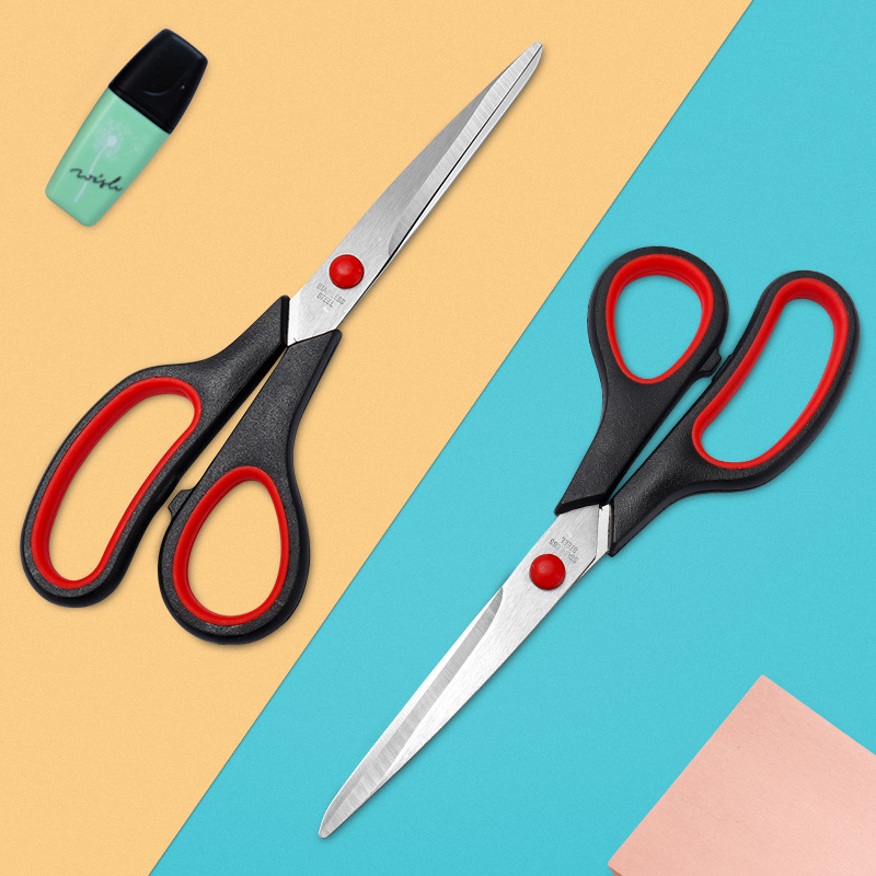 Stainless Steel Kitchen & Office Scissors with Soft Grip Handle, Sharp Multipurpose Craft Shears, Black and Red — image 2