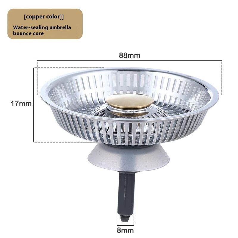 304 Stainless Steel Pop Up Sink Drain Strainer with Drain Filter, Anti-Clog Stainless Steel Metal Pop Up Sink Stopper — image 5