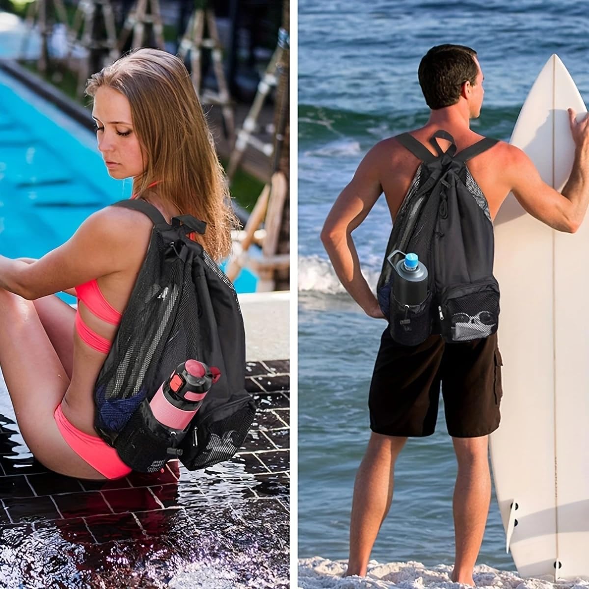 Large Mesh Gym Bag with Waterproof Compartment - Beach & Festival Backpack with Wet/Dry Separation — image 5