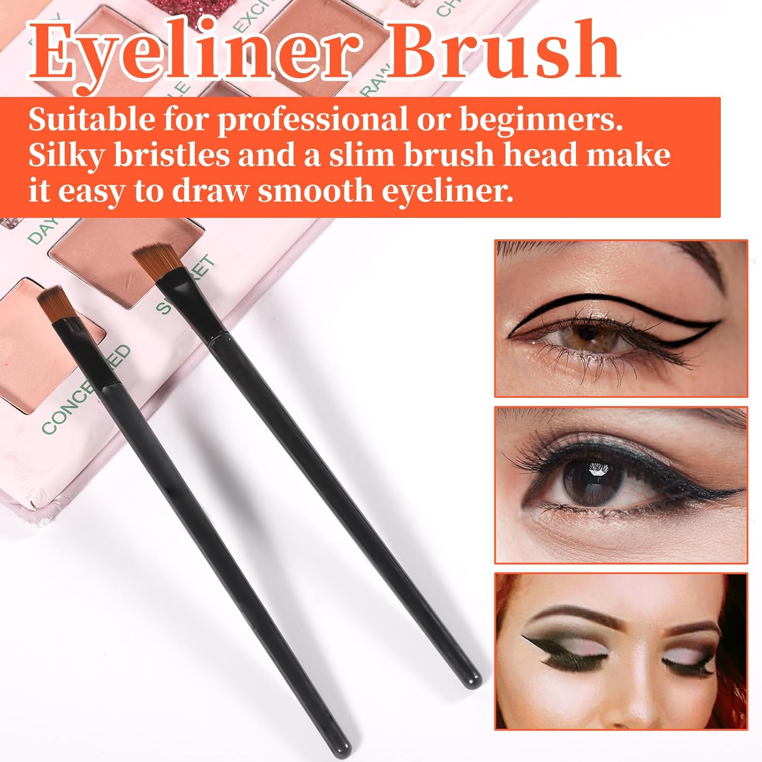 100 PCS Eyebrow Tint Brush, Eyeliner Brush Set Black Eyeliner Brushes Fine Angled Ultra Thin Angled Eyeliners Brushes — image 2