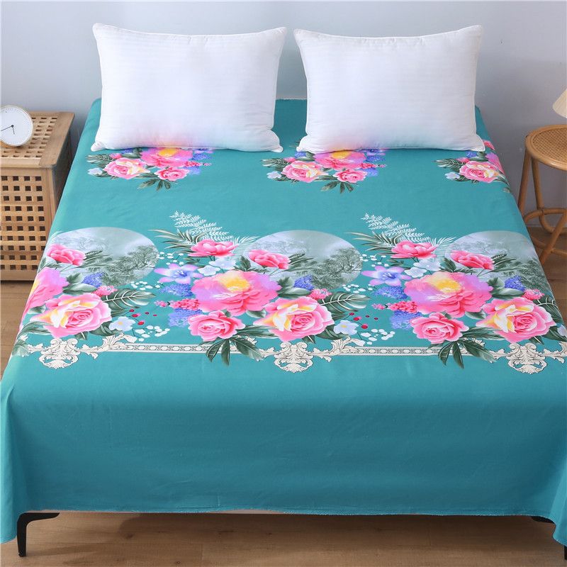 Duoxiao Quilt Cover 1.5x2.1m Twill Pink Grid Azure blue floral 1.0 x2.2 m bed sheet โ image 2