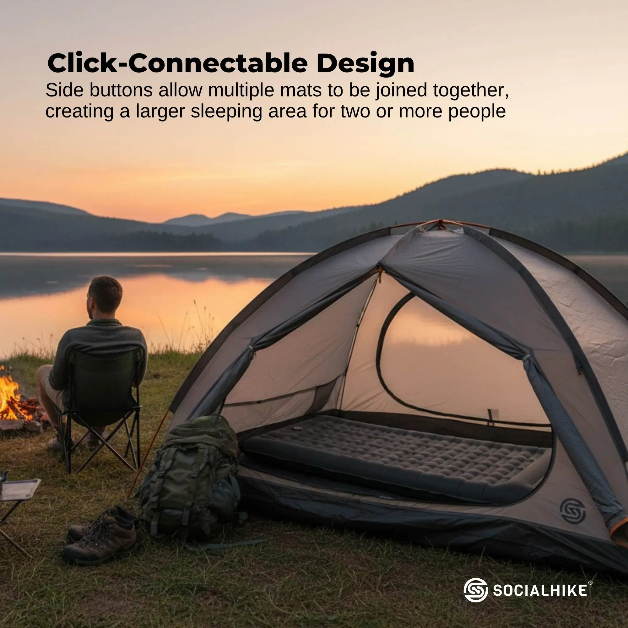 Social Hike Step-Inflating Camping Mattress Lightweight Waterproof Sleeping Grey — image 6