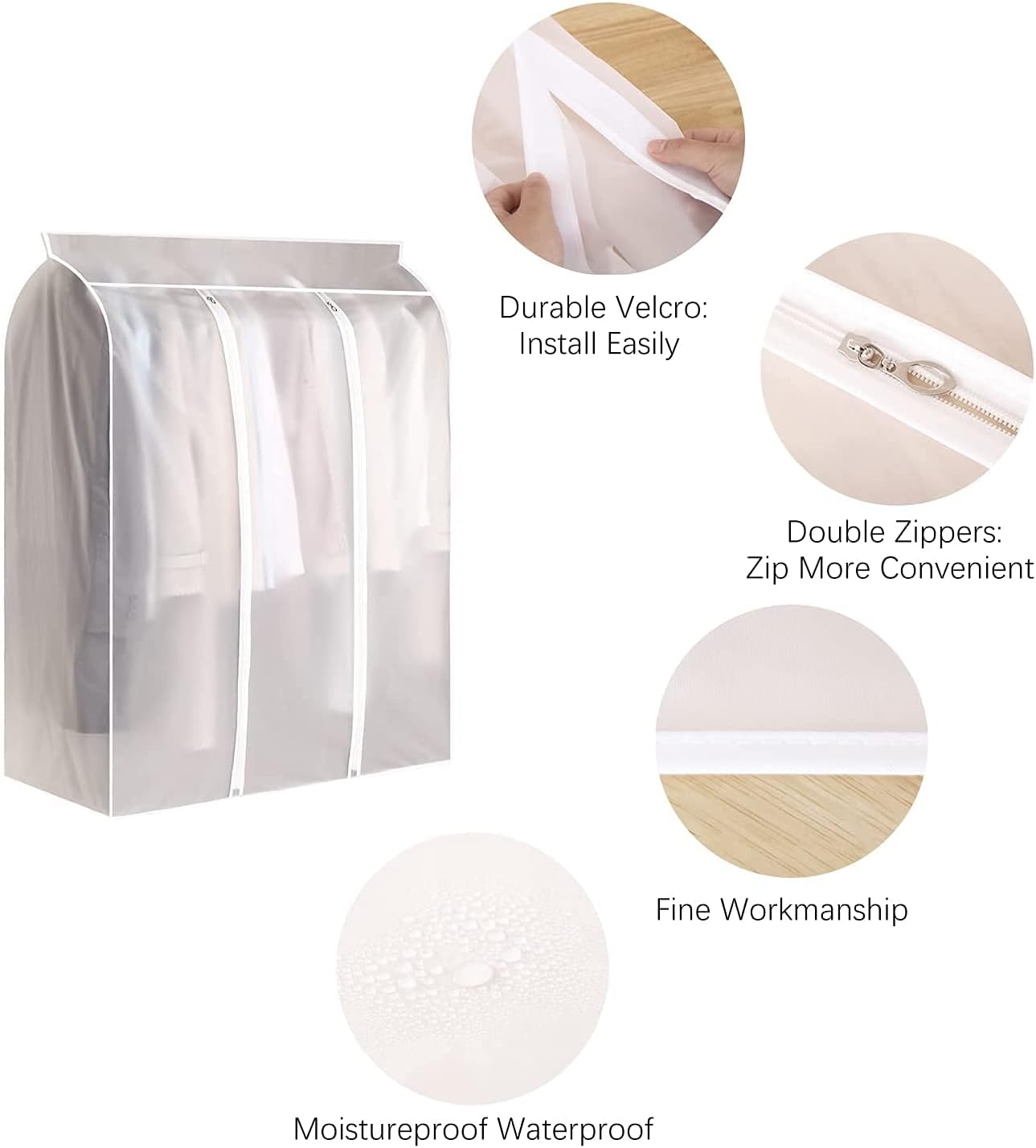 Waterproof Dustproof Clothes Storage Box Transparent White Large Capacity 39.3 x 19.7 x 47.2 Inch Clothing Organizer Container โ image 5