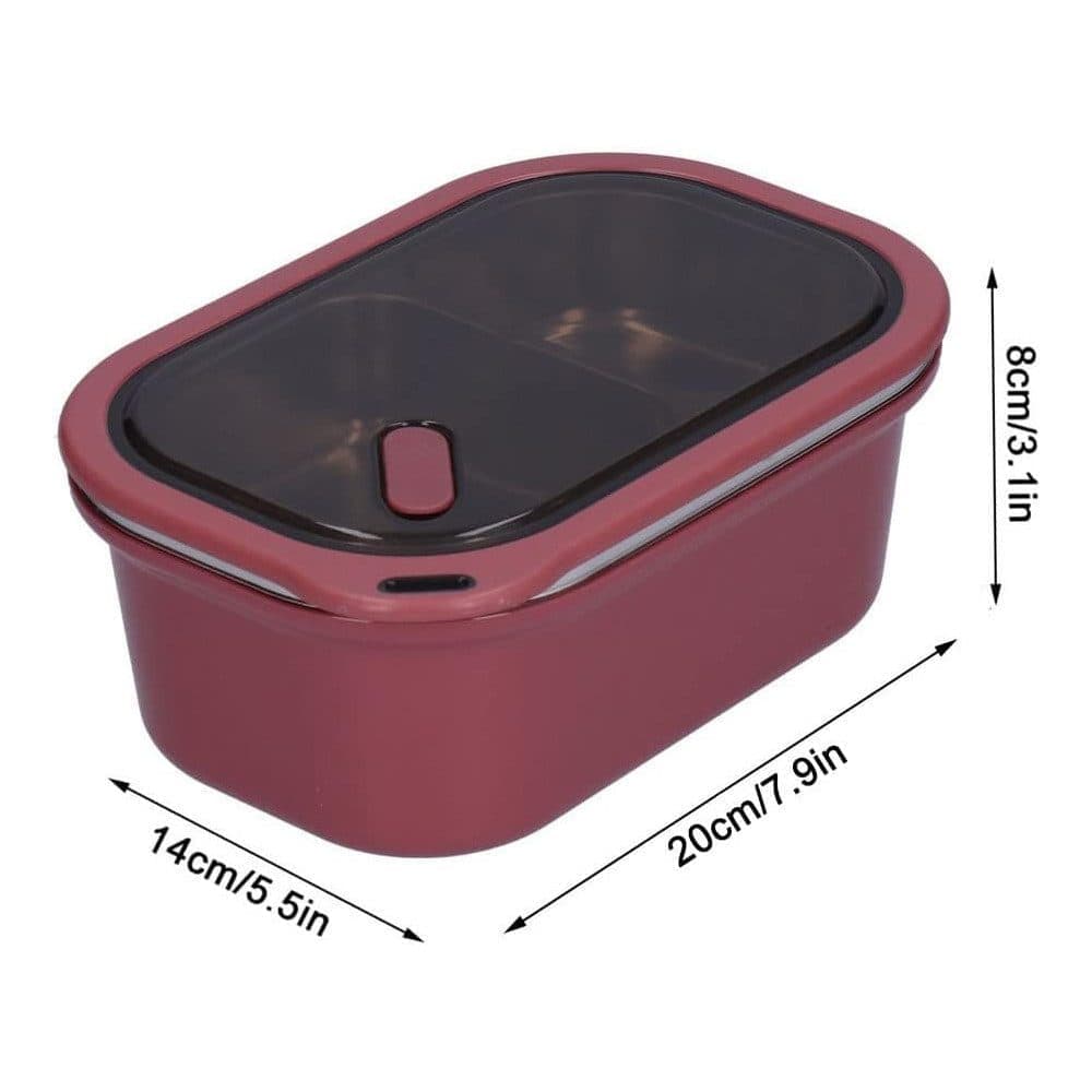 1200ml 2 Compartments Leak-Proof Stainless Steel Lunch Box with Spoon, 304 Stainless Steel, RED — image 4