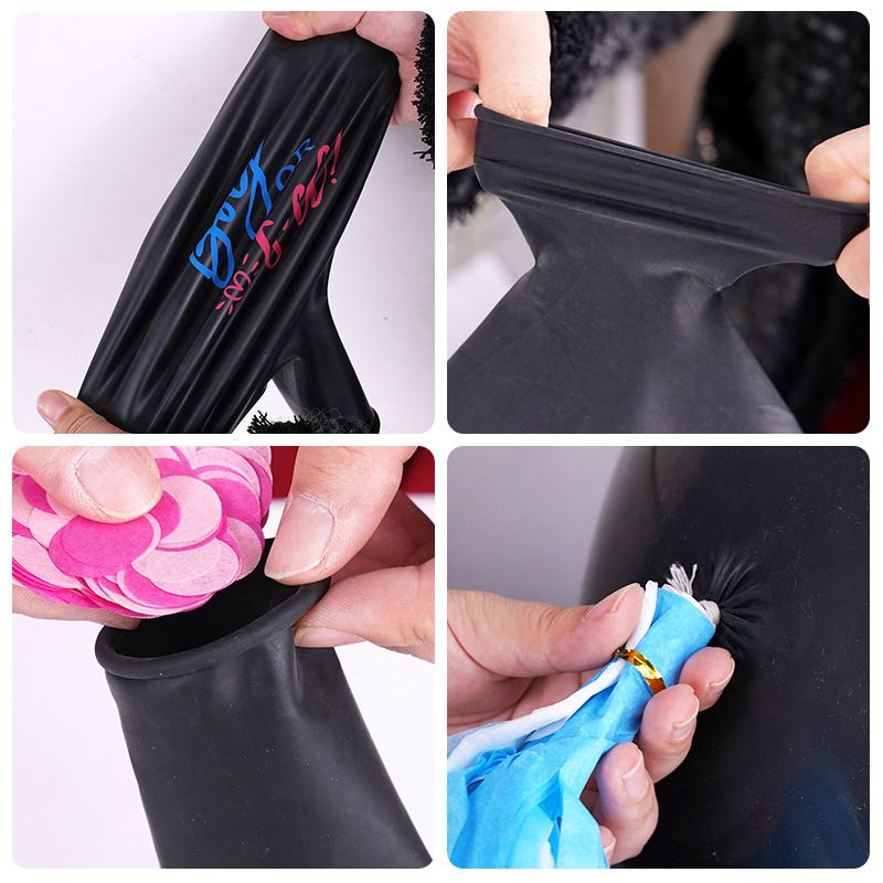 36 inch Balloon Set Confetti Tassel Yize latex Blue powder English (round) without paper scraps โ image 5