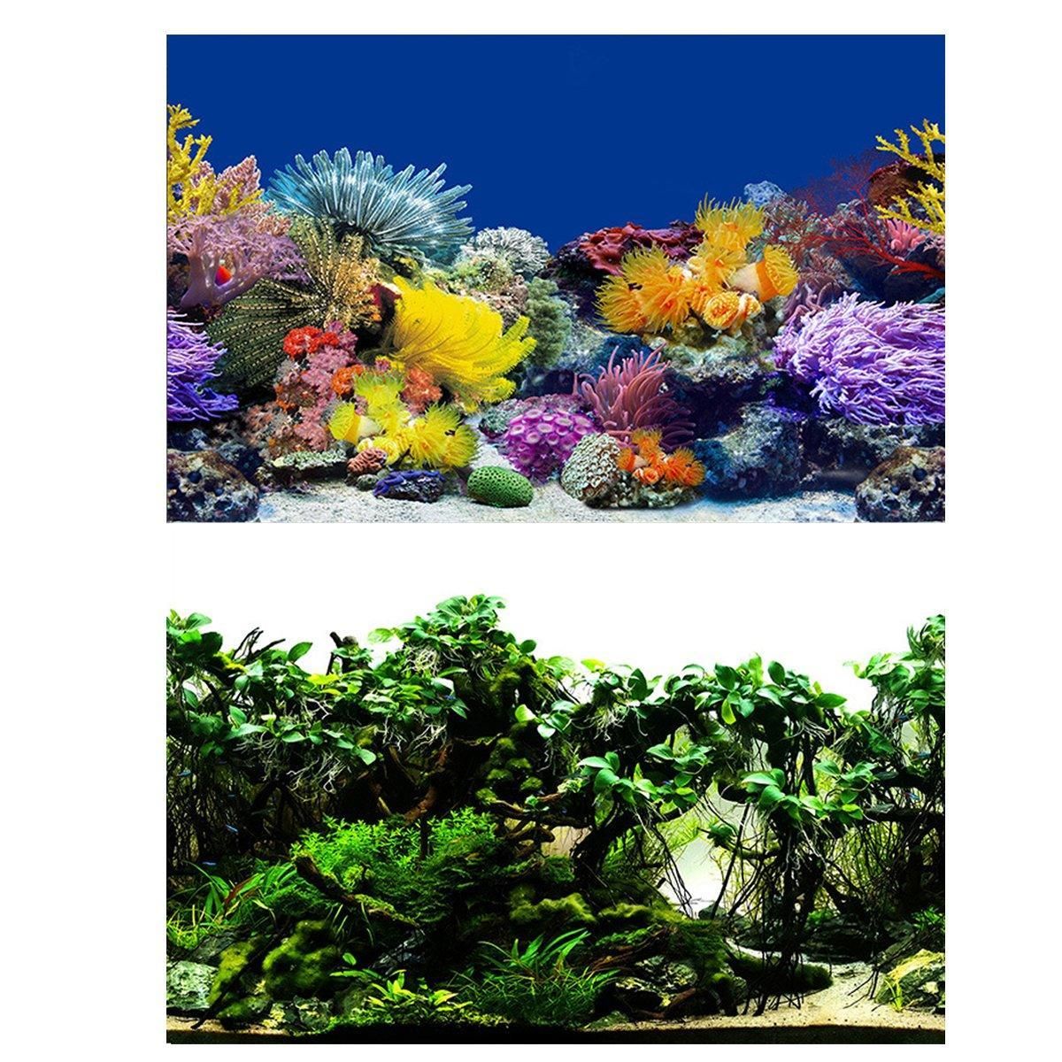 Aquarium Background Fish Tank Wallpaper Double Sided Decoration Sticker Paper - J-50cmx82cm