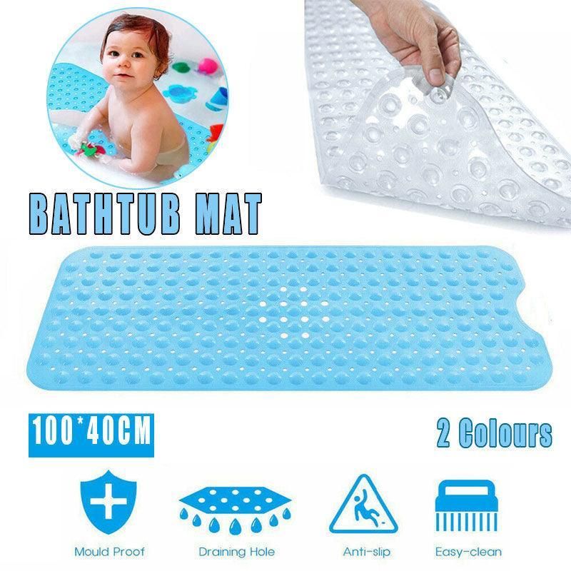 Non Slip Shower Mat for Bathtub Floor with Suction Cups 100 × 40cm - Blue — image 2