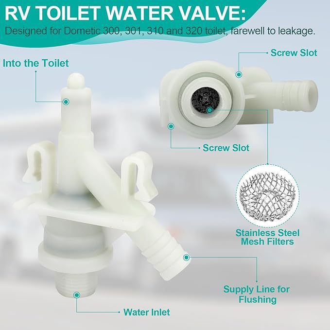 Toilet Water Valve fit Toilets, Toilet Replacement Parts for Water Valve Kit Includes Hose Clamp and Hardware kit โ image 3