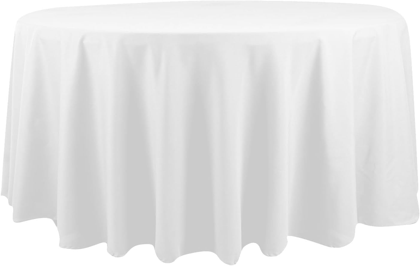Efavormart White Cotton Blend Round Tablecloth 120" Seamless for 5 Foot Table with Floor-Length Drop — image 3