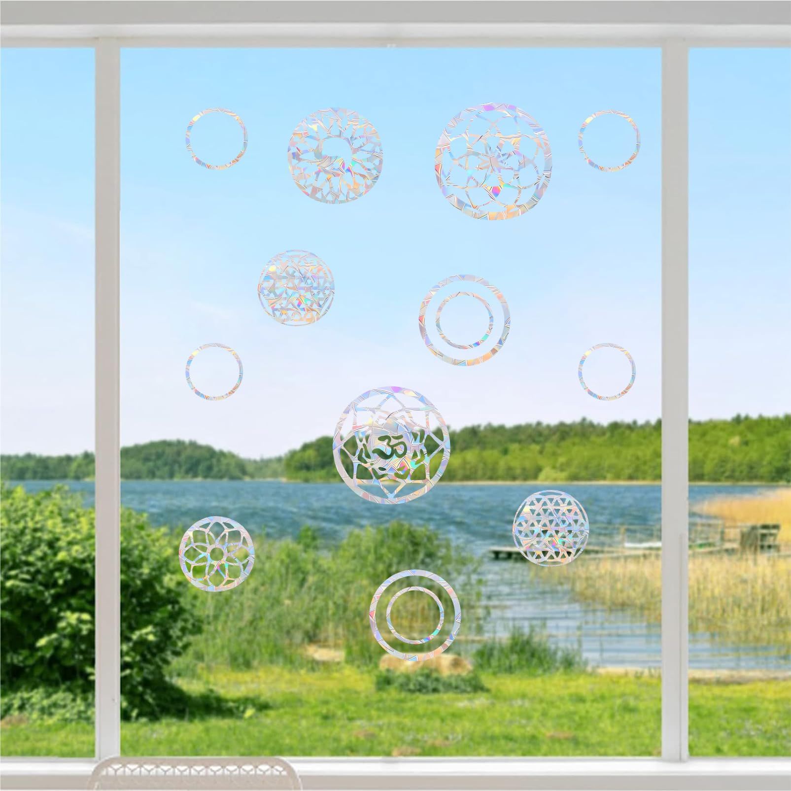 Window Stickers for Glass Windows, Bumper Window Decals, Bird Strike for Window Collisions, Reusable Rainbow Window Clings — image 2