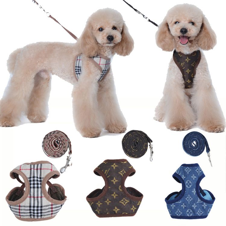 Happy Dog Harness Vest Adjustable Leash Set Polyester Old flower M:0.1kg โ image 3