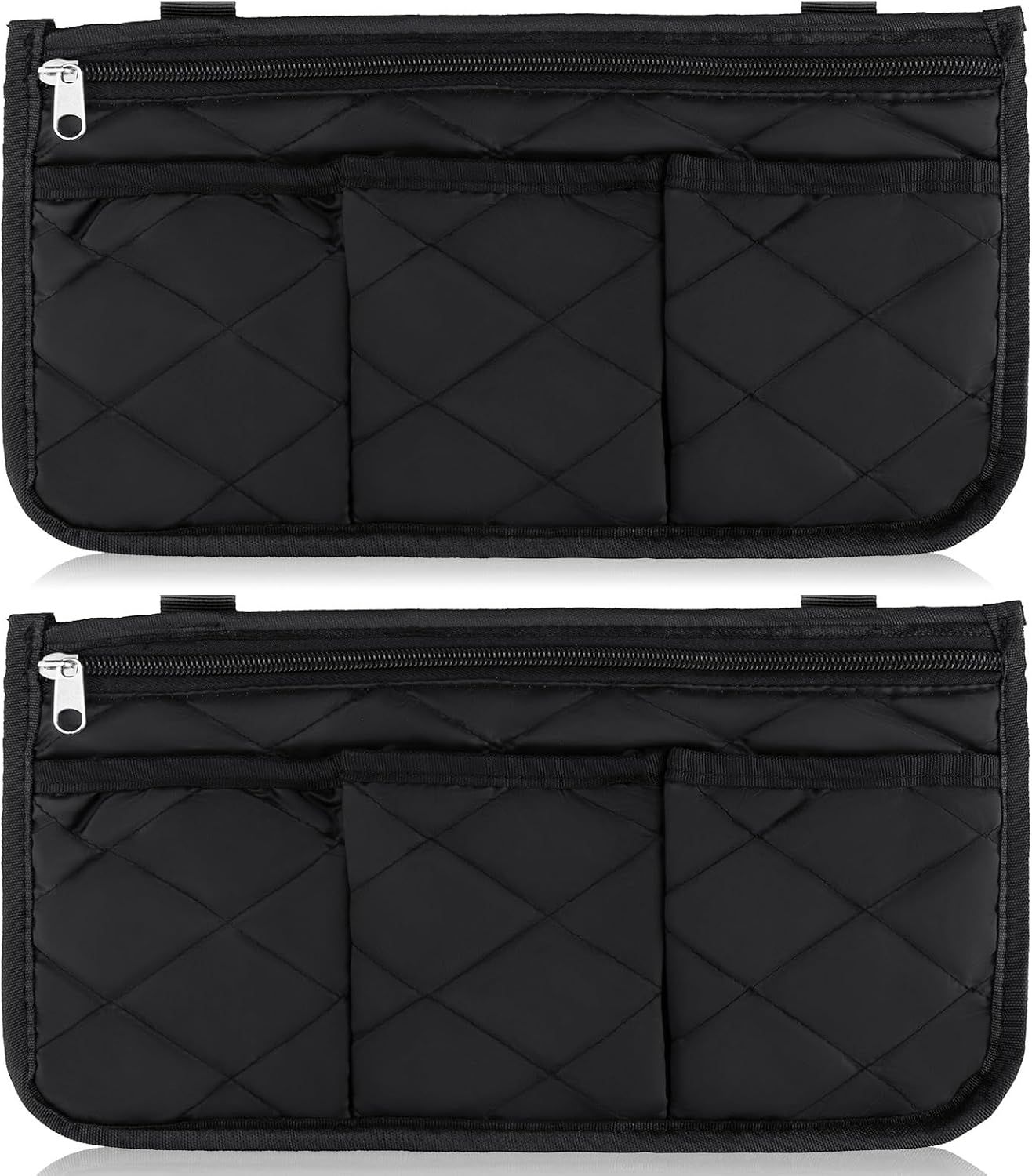 2-Pack Wheelchair Armrest Storage Bag - Medium Capacity Side Organizer Pouch for Walker Mobility Scooter - Easy Access Utility Tote - Black