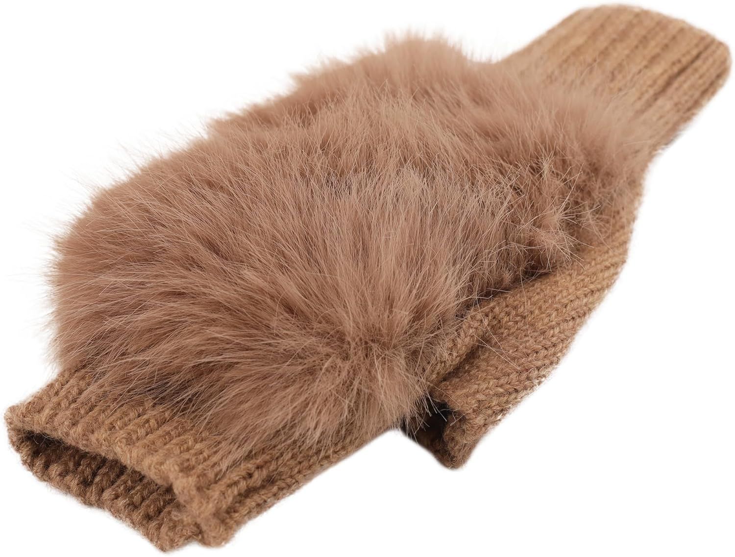Women Wool Knit ingerless Gloves urry Mittens Wrist Warmers โ image 4