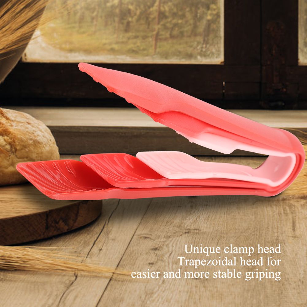 3 PCS Multifunctional Plastic Bread Tongs Food Clamps for Home Bakery (Red) — image 2
